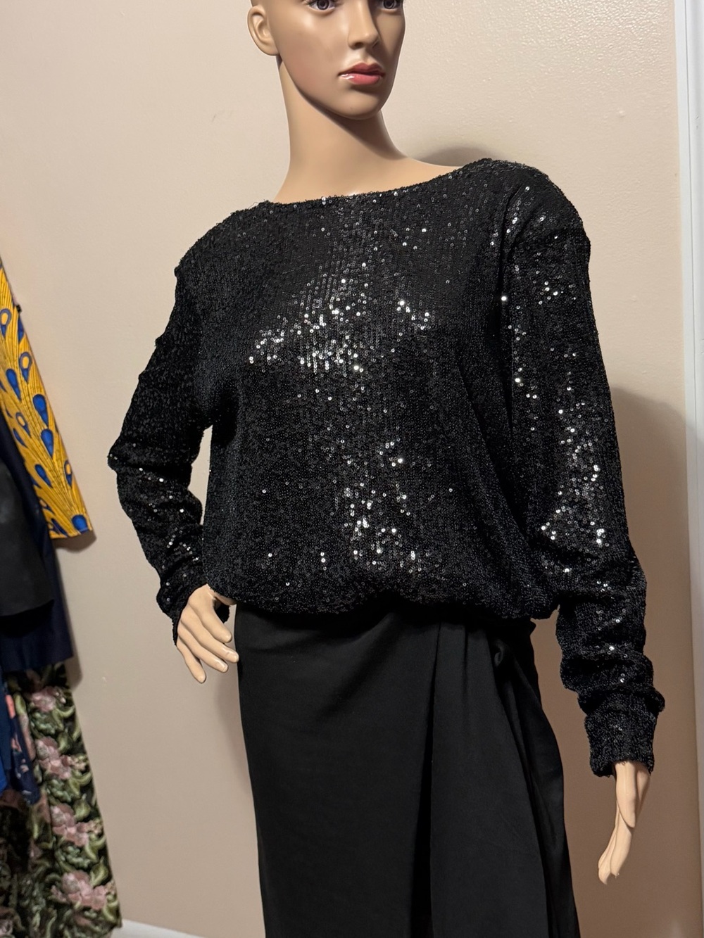 Rachel Zoe Black Sequin Body Suit Party Top